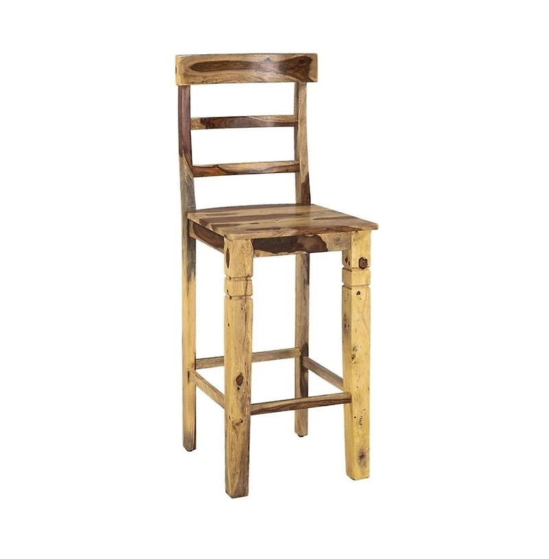 Taos Solid Sheesham Wood Ladderback 30" Bar Height Bar Stool, Natural (Set of 2)