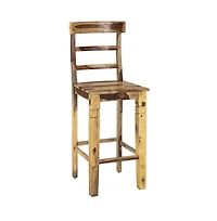 Taos Solid Sheesham Wood Ladderback 30" Bar Height Bar Stool, Natural (Set of 2)