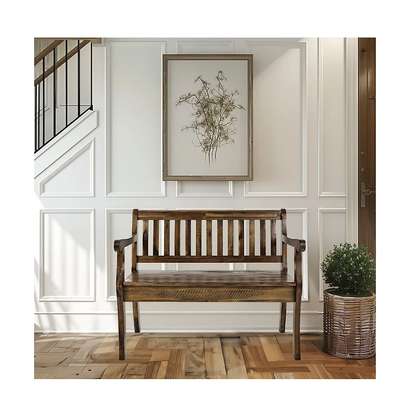 Jofran Artisan's Craft 42" Rustic Farmhouse Distressed Solid Wood Storage Bench