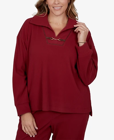 Ruby Rd. Plus Collared Long-Sleeve Ribbed Top