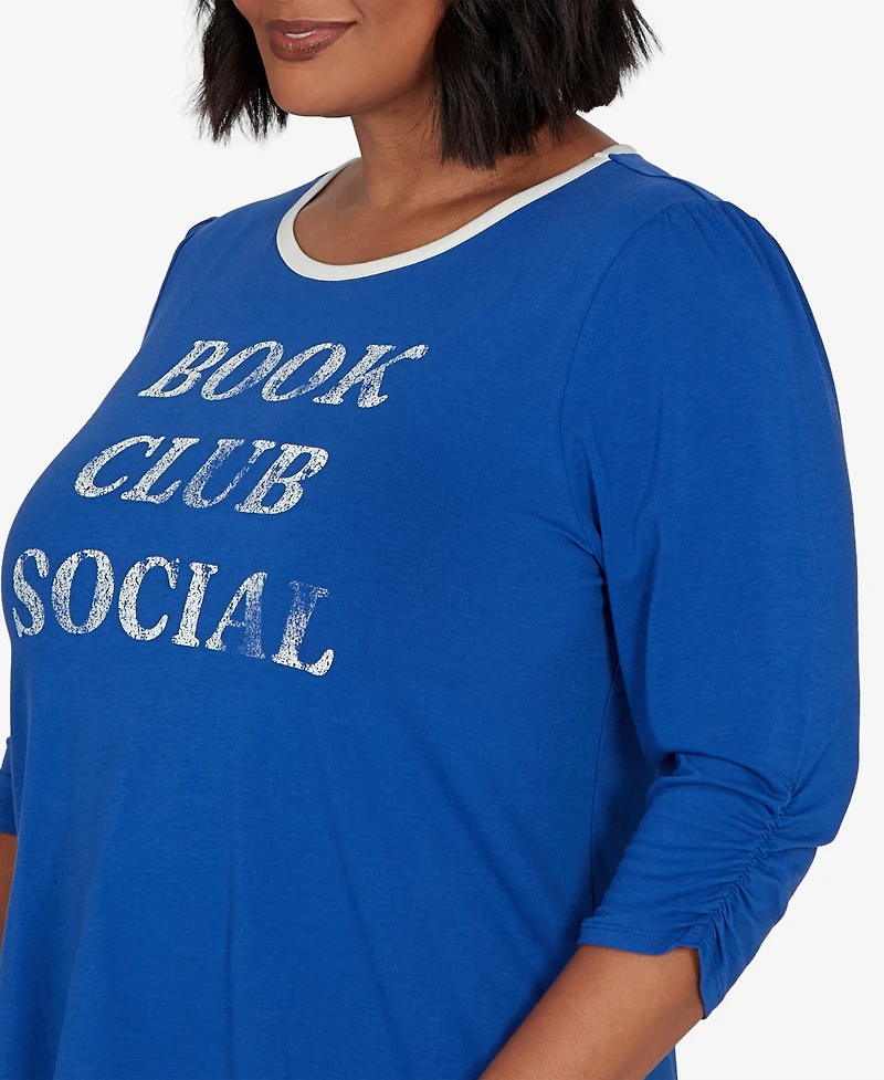 Ruby Rd. Plus Book Club Graphic Crewneck 3/4-Sleeve T-Shirt