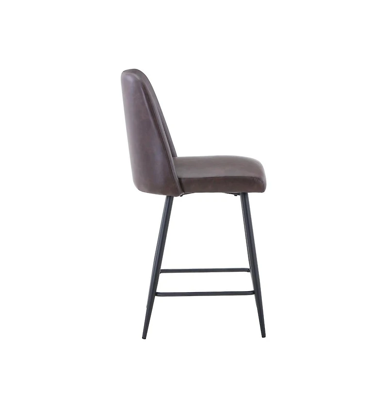 Jofran Mid-Century Modern Faux Leather Upholstered Counter Height Barstool (Set of 2