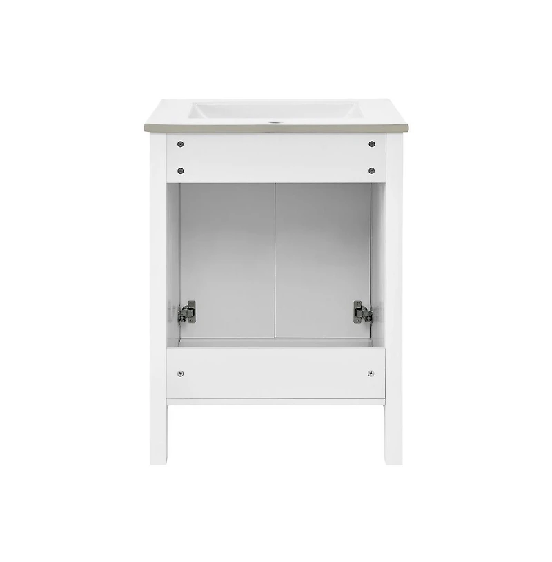 Swiss Madison Bastille 24" Freestanding Bathroom Vanity in White with Sink Top