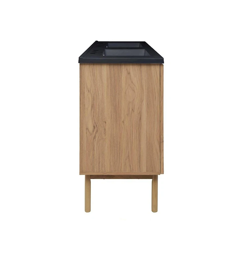 Swiss Madison60" Freestanding Bathroom Vanity, 3-Hole Widespread Double Basin Sink Top