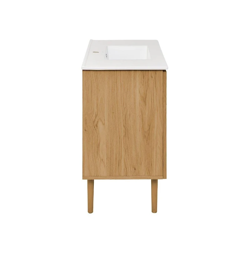 Swiss Madison Bron 36" Freestanding Bathroom Vanity in Golden Oak with Sink Top
