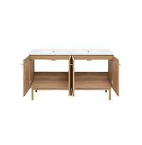 Swiss Madison 60" Freestanding Bathroom Vanity, 3-Hole Widespread Double Basin Sink Top