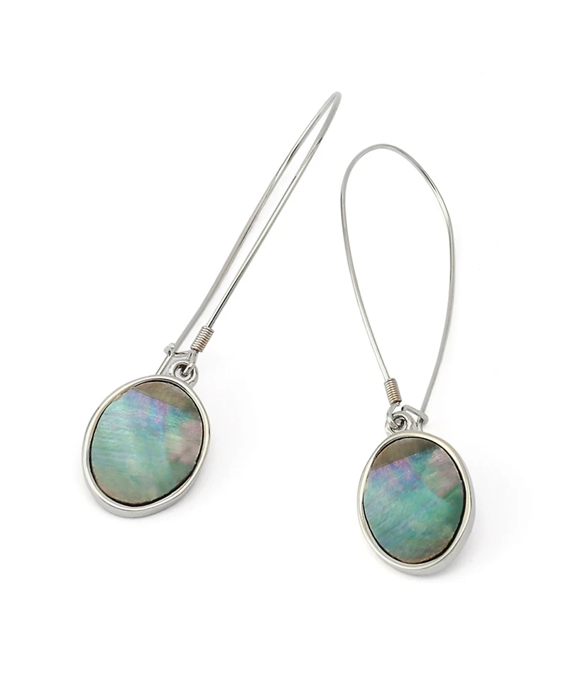 Robert Lee Morris Soho Black Lip Imitation Pearl Disc Dangle Earrings