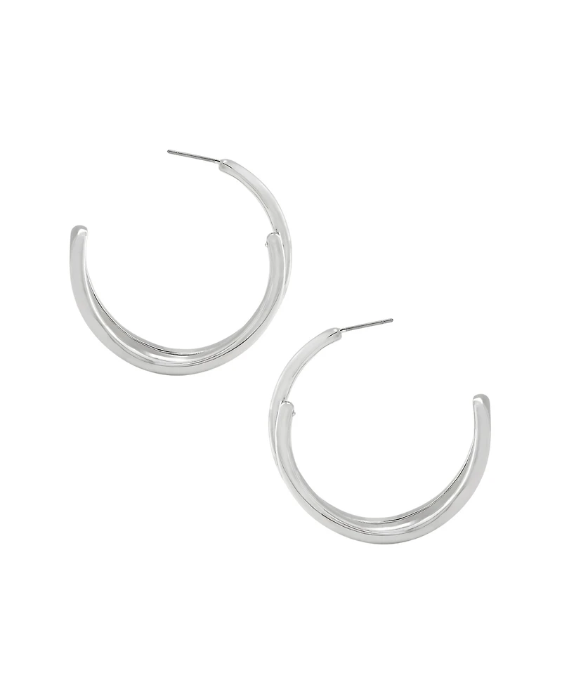 Robert Lee Morris Soho Rhodium Fluid Bypass Medium Hoop Earrings