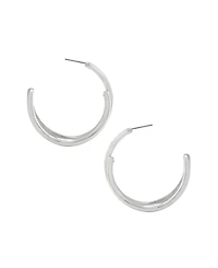 Robert Lee Morris Soho Rhodium Fluid Bypass Medium Hoop Earrings