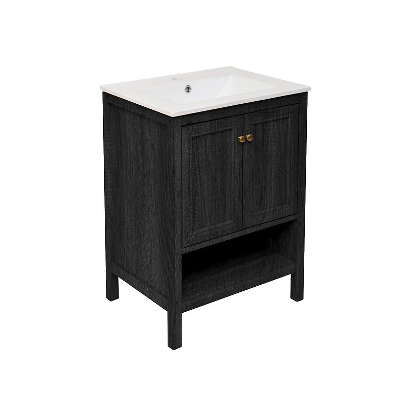 Chateau 24" Freestanding Bathroom Vanity in Black Oak with Sink Top