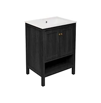 Chateau 24" Freestanding Bathroom Vanity in Black Oak with Sink Top