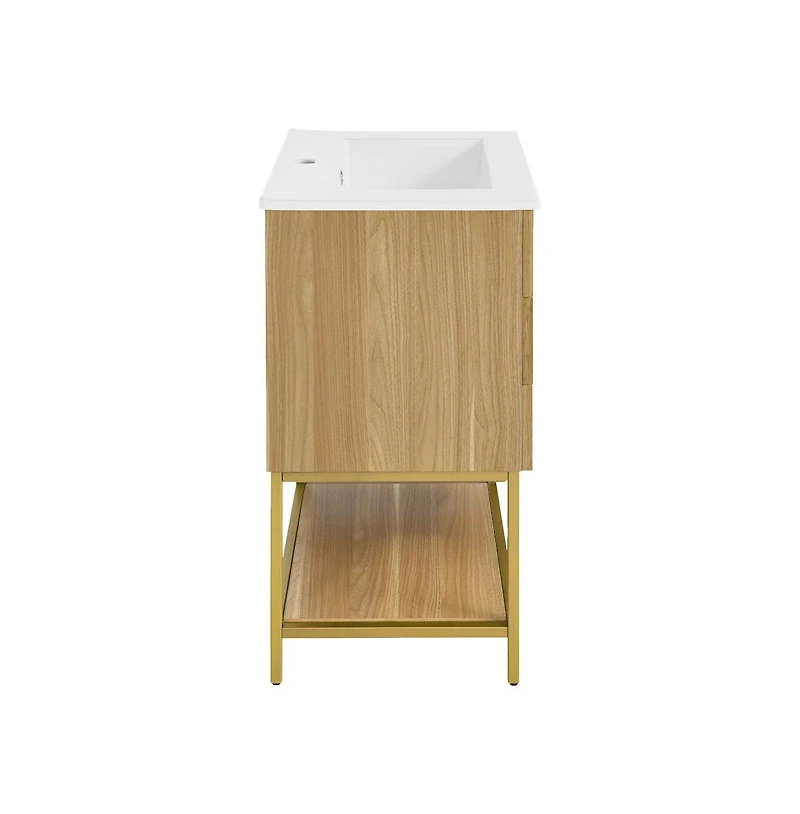 Swiss Madison Carre 24" Freestanding Bathroom Vanity in Golden Oak with Sink Top