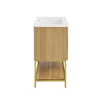 Swiss Madison Carre 24" Freestanding Bathroom Vanity in Golden Oak with Sink Top