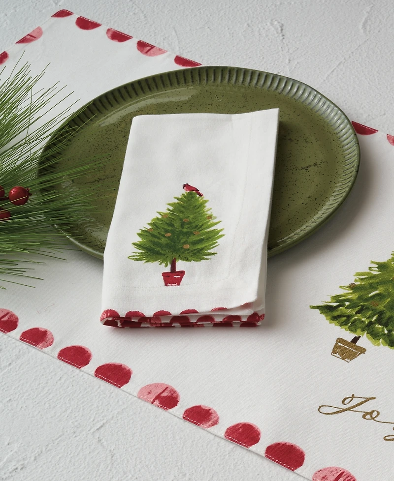 Tableau Holiday Tree-Bird Napkins, Set of 4