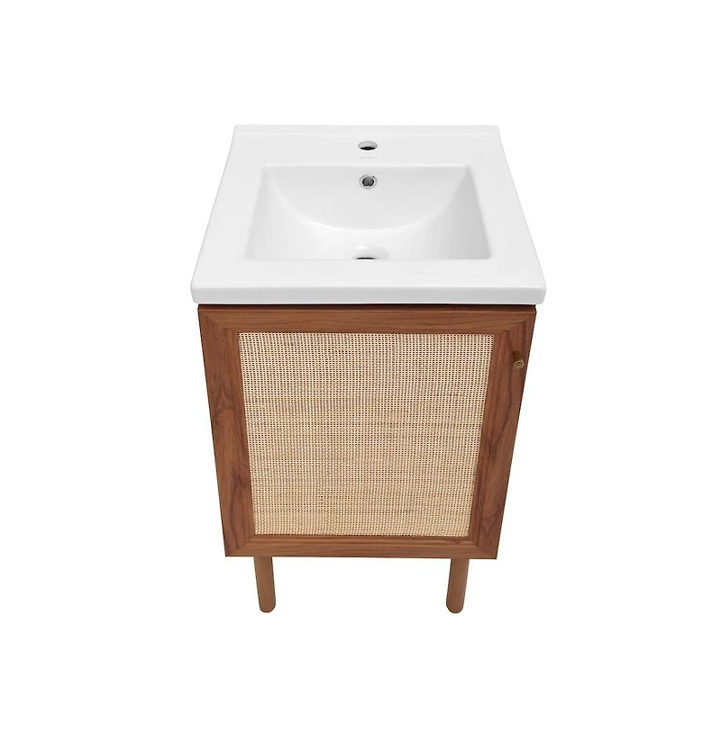 Swiss Madison Classe 18" Freestanding Bathroom Vanity in Brown Oak with Sink Top
