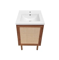 Swiss Madison Classe 18" Freestanding Bathroom Vanity in Brown Oak with Sink Top