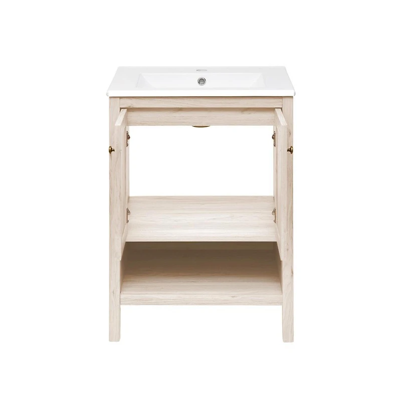 Swiss Madison Chateau 24" Freestanding Bathroom Vanity in White Oak with Sink Top