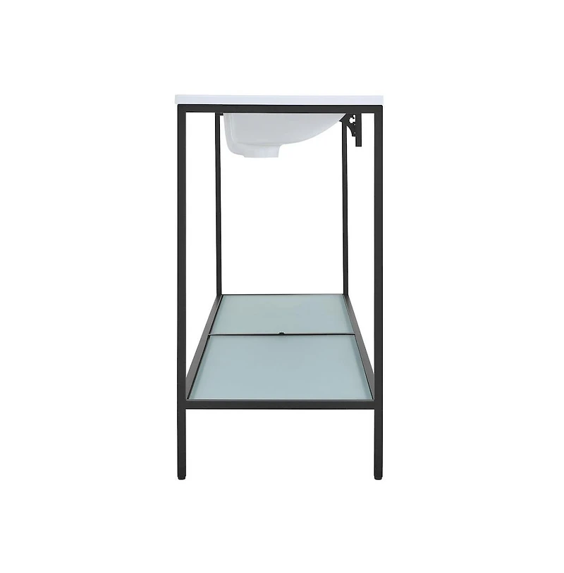 Swiss Madison 72 Double, Freestanding, Open Shelf, Matte Black Metal Frame Bathroom Vanity