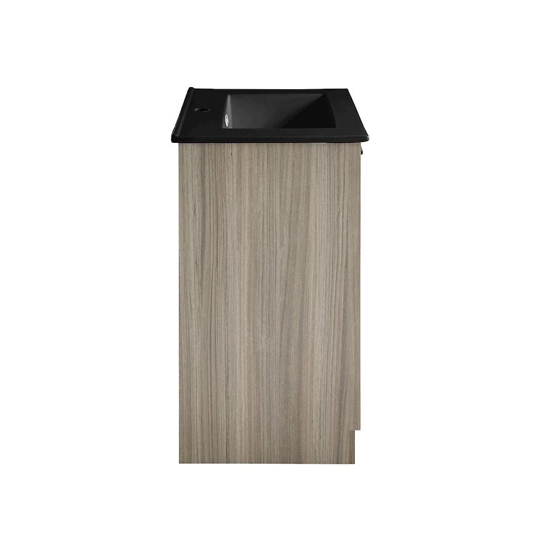 Swiss Madison Burdon 24 in. Brown Oak Bathroom Vanity With Black Ceramic Sink Top