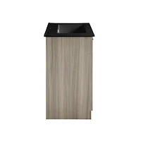 Swiss Madison Burdon 24 in. Brown Oak Bathroom Vanity With Black Ceramic Sink Top