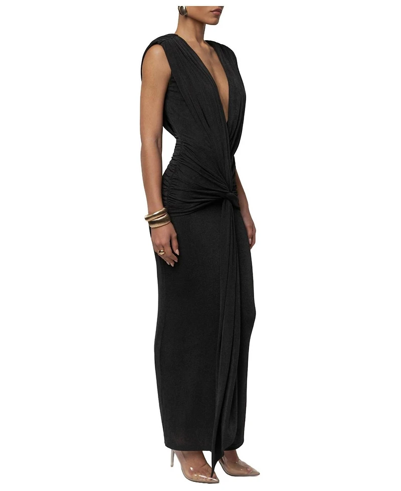 Jluxlabel Women's Palma Plunge V-Neck Ruched Sleeveless Maxi Dress
