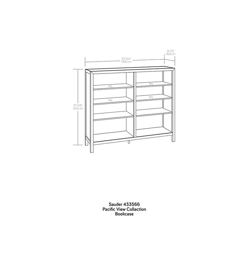 Sauder Pacific View Bookcase, Prime Oak finish