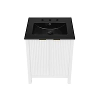 Swiss Madison Bastille 24 in. White Bathroom Vanity With Black, 3-Hole Ceramic Sink Top