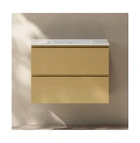 Swiss Madison Liberte 30" Wall-Mounted Bathroom Vanity in Natural Oak with Sink Top
