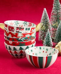 Certified International Holiday Spruce All Purpose Bowls, Set of 6