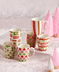 Certified International Scarlet Ribbon Mugs, Set of 6
