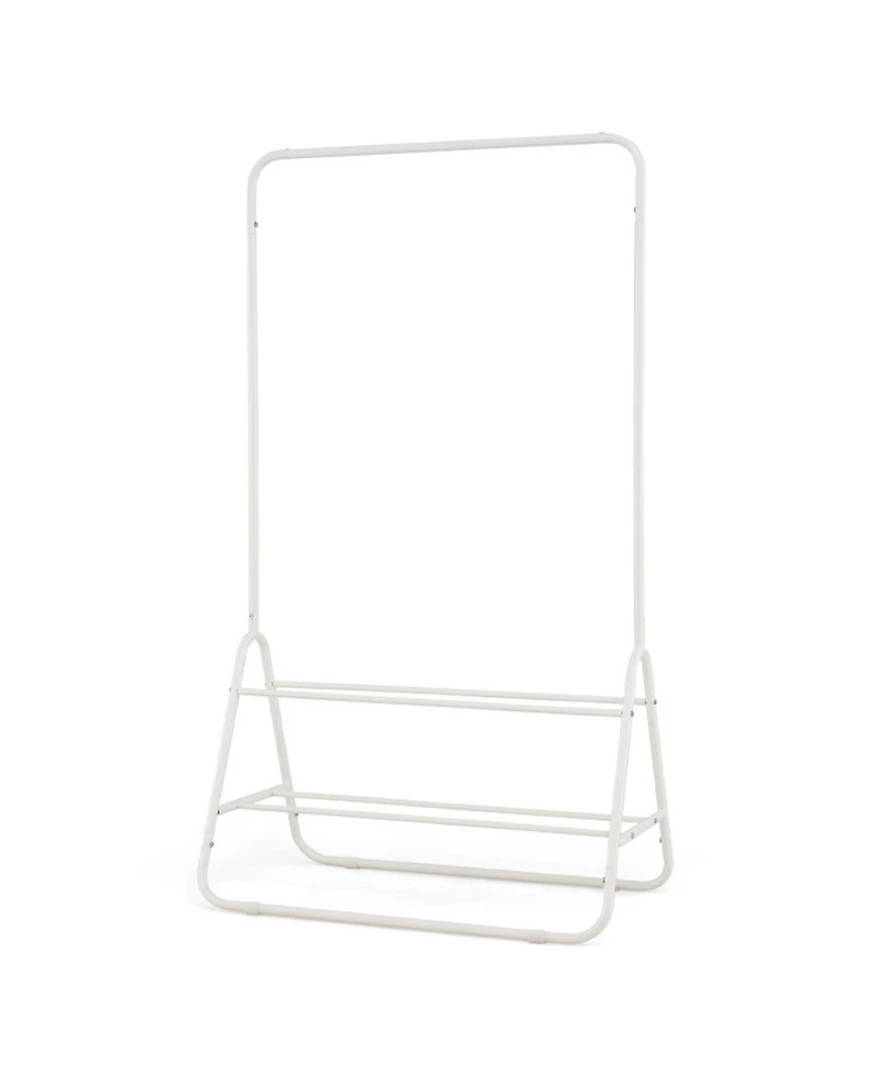 Sugift Heavy Duty Clothes Rack with Hanging Rod and 2 Storage Shelves Freestanding Garment Organizer