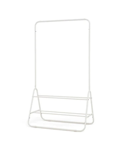 Sugift Heavy Duty Clothes Rack with Hanging Rod and 2 Storage Shelves Freestanding Garment Organizer