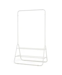 Sugift Heavy Duty Clothes Rack with Hanging Rod and 2 Storage Shelves Freestanding Garment Organizer