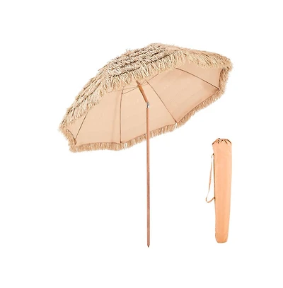 Sugif Tiki Umbrella Thatched Patio Umbrella with Tilt Pp Thatch Metal Ribs Hawaiian Style