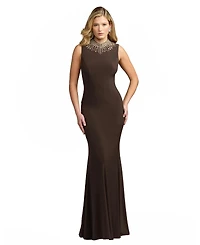 Mac Duggal Women's Embellished Mock Neck Trumpet Gown