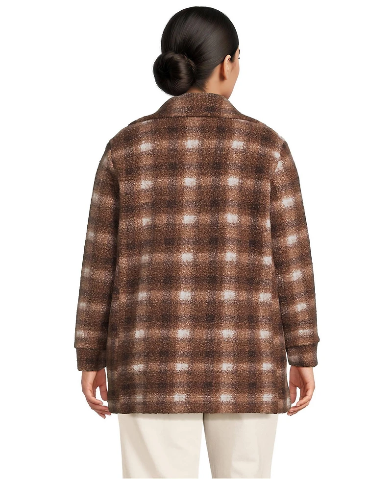 Lands' End Plus Print Boucle Fleece Coat
