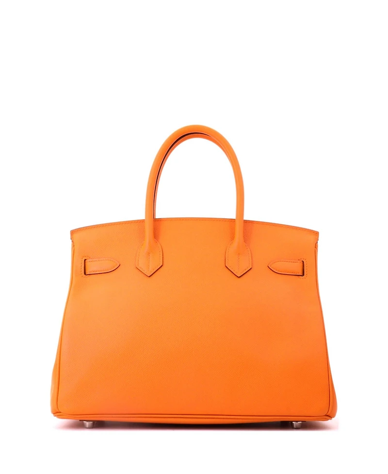 Pre-Owned Hermes Birkin 30 Handbag Orange Epsom with Palladium Hardware