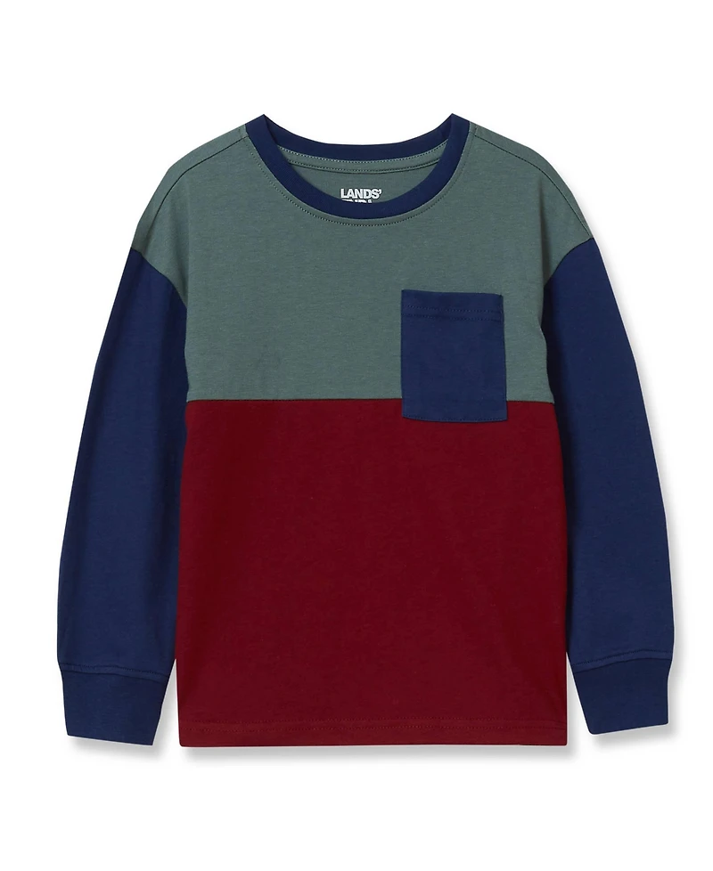 Lands' End Boys Long Sleeve Color Block Shirt