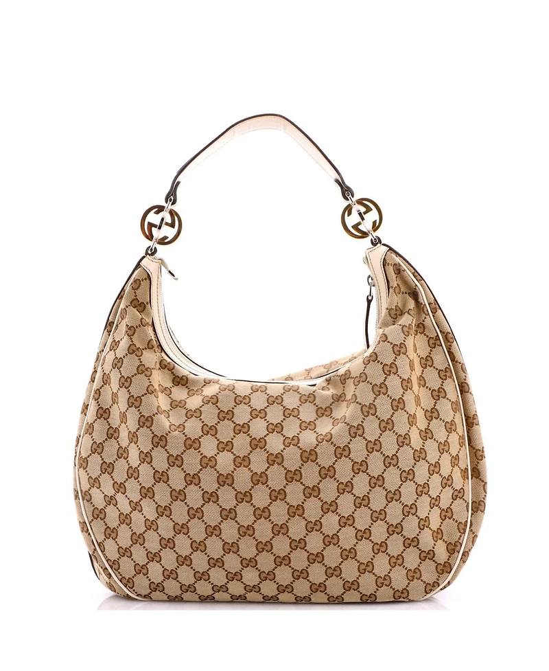 Pre-Owned Gucci Large Twins Hobo Gg Canvas