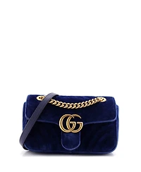 Pre-Owned Gucci Mini Gg Marmont Flap Bag Matelasse Velvet
