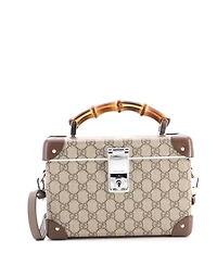 Pre-Owned Gucci Bamboo Globe-Trotter Vanity Case Gg Coated Canvas