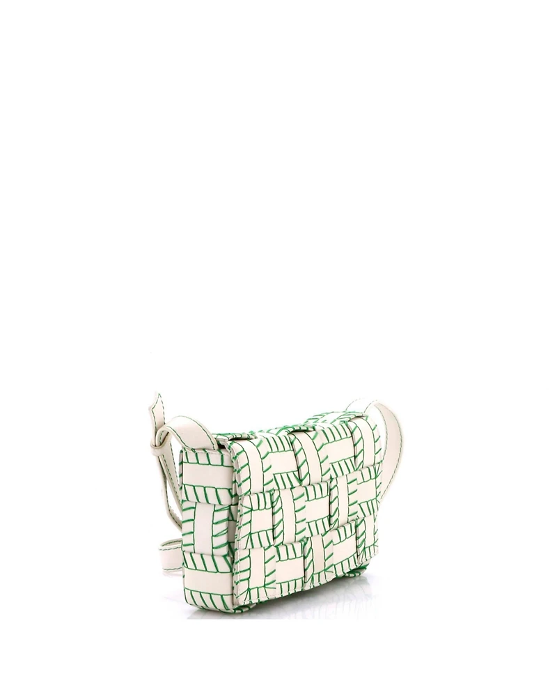 Pre-Owned Bottega Veneta Medium Cassette Crossbody Bag Baseball Stitch Maxi Intrecciato Leather