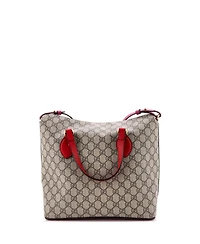 Pre-Owned Gucci Medium Signature Fold Over Tote Gg Coated Canvas with Leather