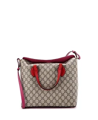 Pre-Owned Gucci Medium Signature Fold Over Tote Gg Coated Canvas with Leather