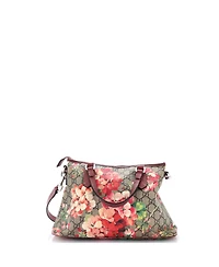 Pre-Owned Gucci Medium Convertible Zip Tote Blooms Print Gg Coated Canvas
