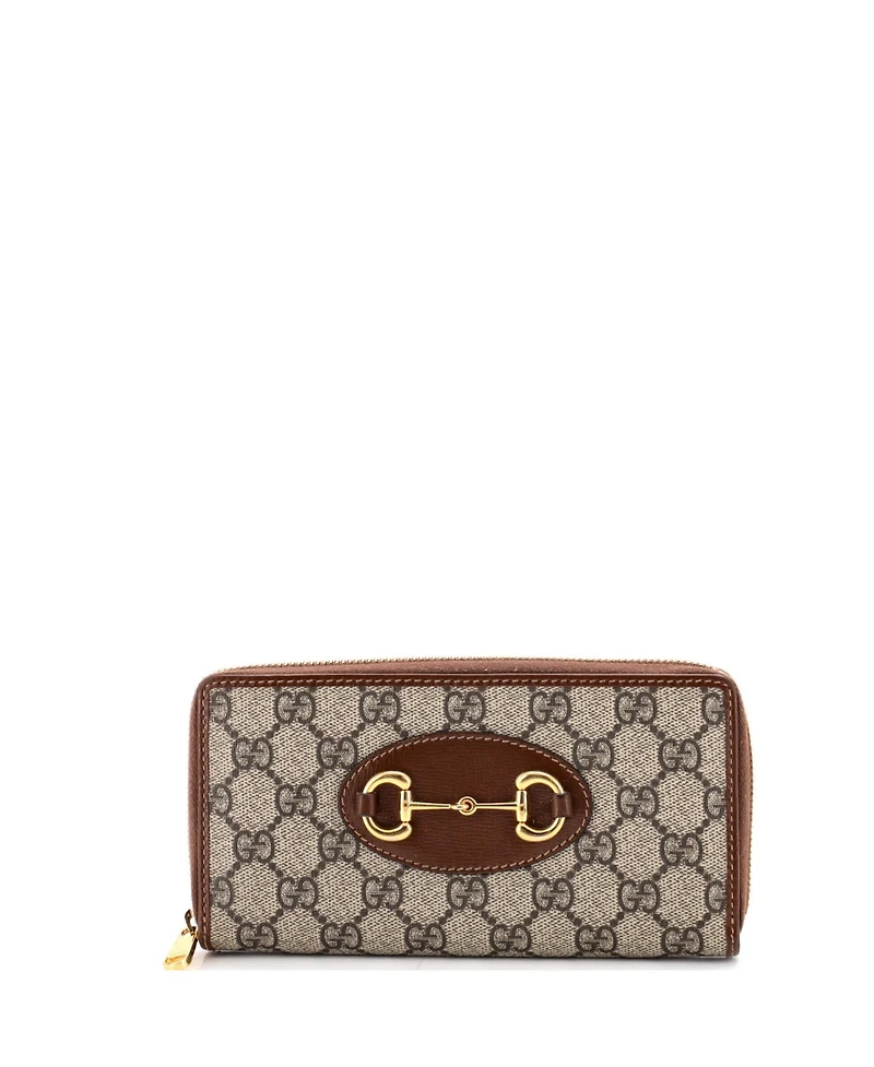 Pre-Owned Gucci Long Horsebit 1955 Zip Around Wallet Gg Coated Canvas