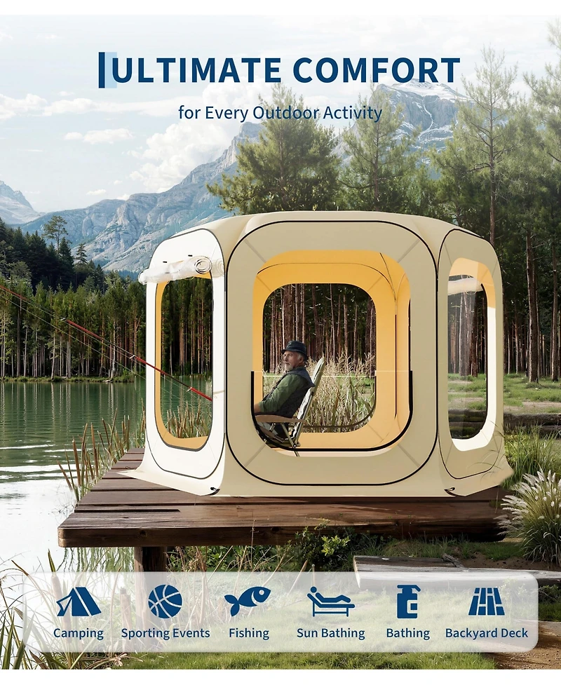 Maxsa 12 x 12 Ft Clear Bubble Tent for 8-10 People, All-Weather Pop-Up Shelter with Transparent Tpu Panels for Camping, Patio & Events