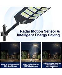 Maxsa 4000W Solar Street Light Outdoor, 6500K Led Security Light with Motion Sensor, Remote Control, Dusk-to-Dawn, IP67 Waterproof