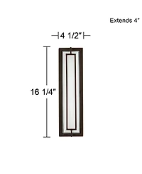 Possini Euro Design Belfonte Modern Outdoor Wall Light Fixtures Set of 2 Bronze Rectangular Frame Led 16 1/4" White Glass for Post Exterior