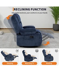 Oversized Swivel Rocker Recliner with Massage and Heat, Corduroy, Extra Wide Seat